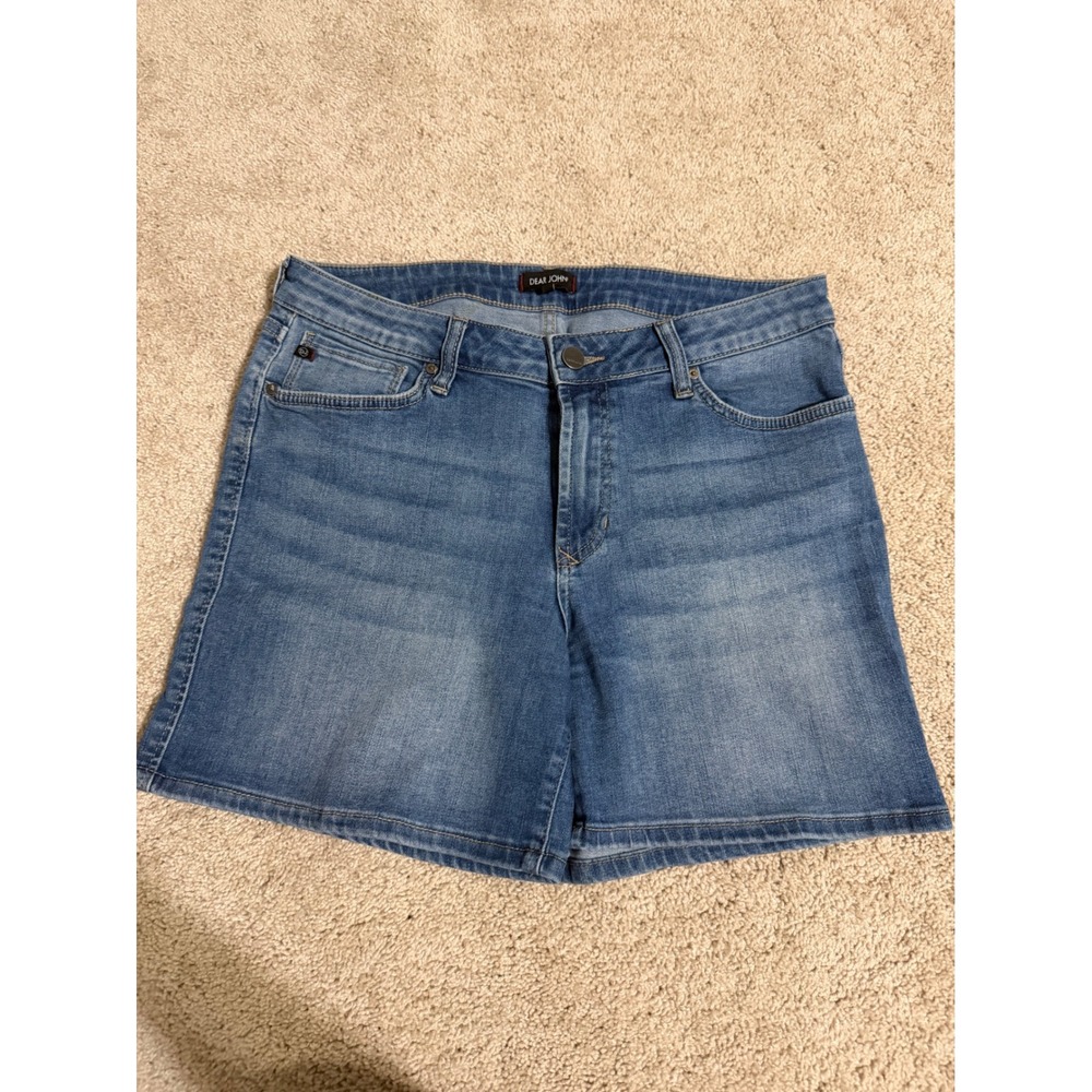 Dear John Womens Medium Wash Denim Jorts Size 30 Blue Stretch MidRise 5.5 Inseam